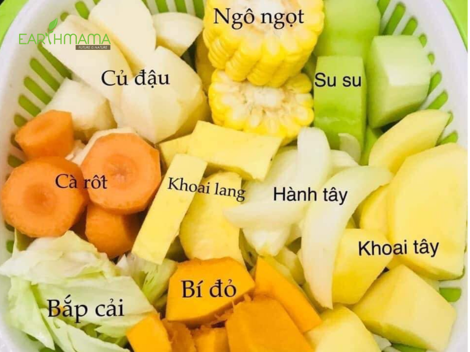 Mẹ có thể sử dụng các loại rau củ quả không có vị chát để tạo nước dùng dashi