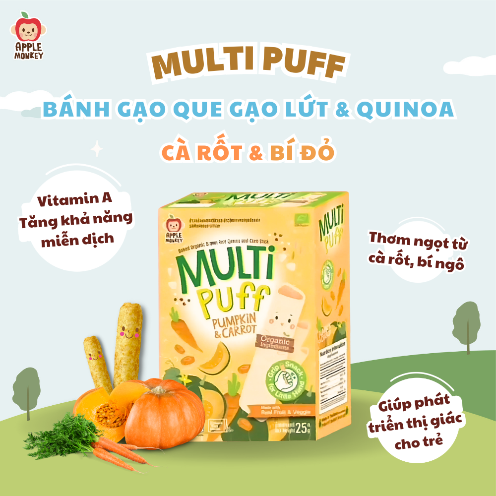 Bánh Gạo Que Hữu Cơ Vị Bí Đỏ Và Cà Rốt - Earthmama