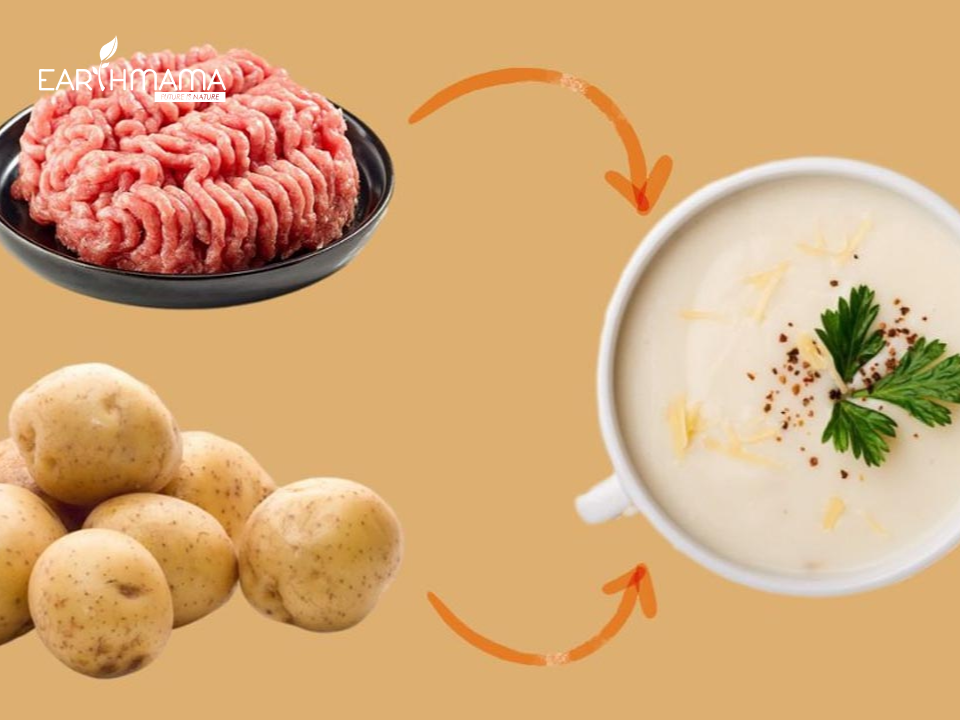 Cách nấu cháo ăn dặm cho bé 6 tháng từ thịt heo và khoai tây